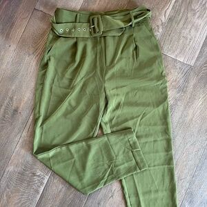 Jason Wu High Waisted Green Belted Trouser Pants